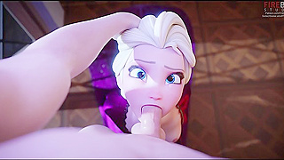 Elsa Gags on Cock Then Swallows Big Load in Steamy Frozen Tryst