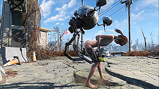 Tiny Teen Dominates Mr. Handy Bot in Steamy Fallout 4 Encounter