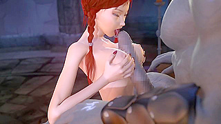 Curvy Ruby-Sorceress Pleasured by Massive Ogre Shaft in Steamy Encounter
