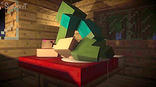 Jenny Overwhelmed by Hungry Zombie Iron Golem in Minecraft Lust Fest