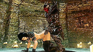 Hulking Demon Takes Skyrim Sorceress from Behind with Massive Shaft
