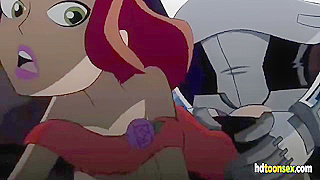 Redhead Rides Cyborgs Double Rod in Steamy Futuristic Encounter