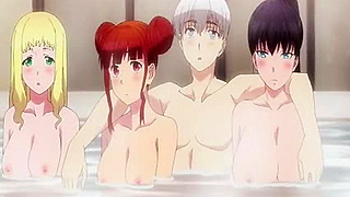 Busty Waifus Spoil Him in Steamy Group Shower Fantasy Hentai