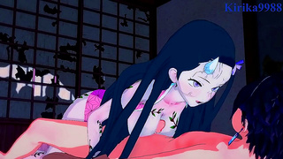 Nezuko Daki Tempt Tanjiro in Hot Demon Slayer Triple Play