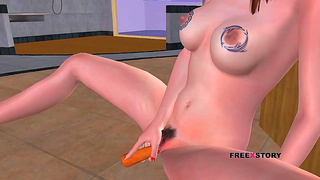 Plump Teen Teases Her Curves with Juicy Carrot Play in Steamy 3D Fantasia