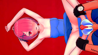 Ram Pleases Lover with Sensual Pink Hair Steaming Foot Play Fun