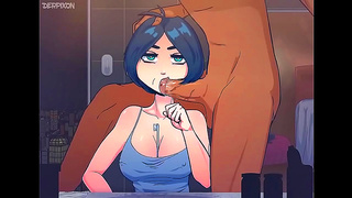 Voluptuous Hentai Babe Gags Herself Deep Taking Full Cock Load