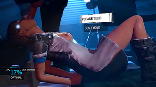 Android Babe Teases Lover with Busty Curves in Neon-Lit Detroit Nights