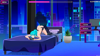 Cute Gamer Girl in Silk Socks Enjoys Wild Hentai Pleasure Under Neon Lights