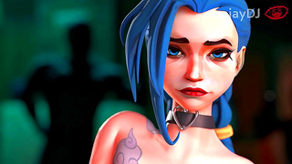 Jinx Indulges in Solo Pleasure Under the Glow of a Neon Nightclub