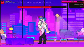 Cute Anime Babe Tempts Lover Under Neon Lights in Steamy Tryst
