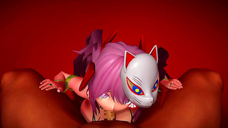 Masked Seductress Devours Hard Cock in Fiery Hentai Tryst