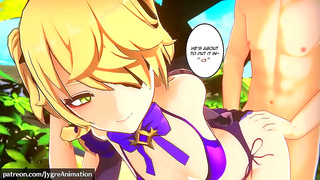 Sorceress Receives Powerful Climax in Hot Genshin-Style RPG Encounter