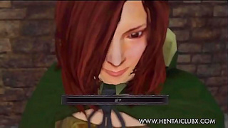 Dark Souls II Enchantress Tempts Warrior with Seductive Allure in Fiery Tryst