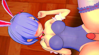 Rems Seductive Bunny Suit Tease Leads to Steamy 3D Hentai Action
