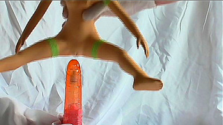 Adorable Anime Girl Rides Massive Toy Teases with Wet Tit Spray