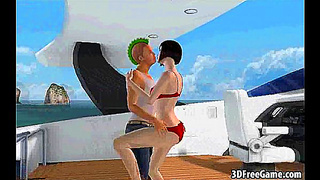 Brunette Beauty Takes Rough Ride on Swaying Boat Deck Pleasure Cruise
