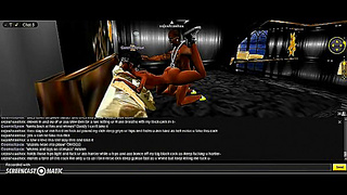 Celestial Gold Room: 3D Anime Couple Entwined in Steamy Erotic Bliss
