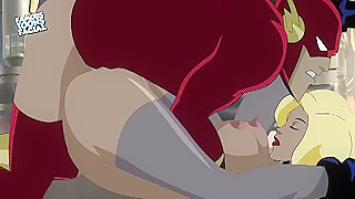 Busty Villainess Seduces Flash with Steamy Blowjob TittyFuck Action