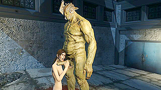 Desperate Teen Sucks Colossal Green Mutant in Fallout Blowjob Fantasia