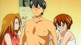 Busty Twins Fight for One Guys Cock in Wild Hentai Three-Way Action