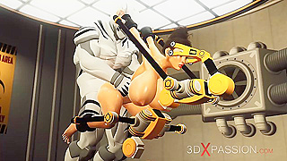 Cyborg Takes Control in Hot Sci-Fi Ride With Bound Brunette