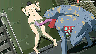 Monsters Hungry Tongue Pleasures RE Girls in Wild Hentai Encounter