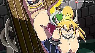 Bowsette Ties Up Mario for Wild Ride on His Massive Cartoony Dick in Hot Hentai Action
