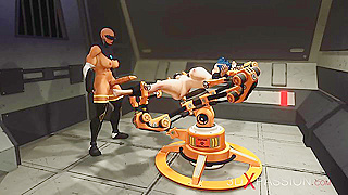 Busty Beauty Takes Double Pleasure from Cyborg Cock Shemale Stud
