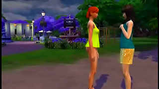 Sims Lesbians Share Steamy Kiss Seductive Embrace in Animated Desire
