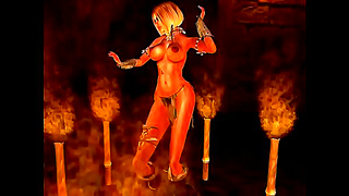Voluptuous Nude 3D Goddess Sways to Hard Rock Rhythm in Sensual Flow