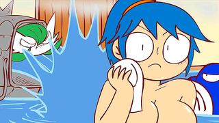 Curvy Cartoon Vixen Lures Lover into Hot Sauna Fantasy Wet Pool Play