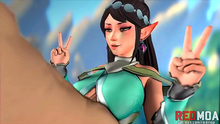 Busty Warrior Maiden Tempts Hero with Sensual Titplay in Steamy Anime Battle