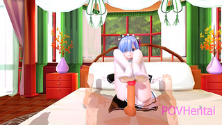 Rem Treats Her Master to Seductive Oral Bliss in Hot Re:Zero Hentai Action