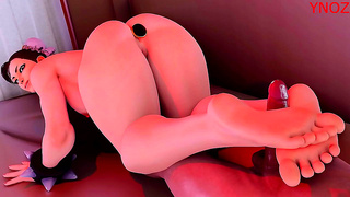 Chun-Li Tempts with Luscious curves and Foot Play in Hot Seduction Scene