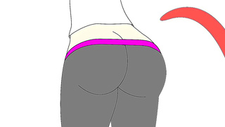 Seductive Anime Babe Invaded by Sinister Worm Monster Through Stretchy Yoga Pant