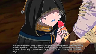 White-Haired Seductress Rewards Warrior with Hot Blowjob Post-Battle – Anime Porn
