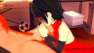 Sarada Teases Naruto with Seductive Blowjob Handjob until Explosive Cumshot