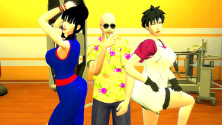 Roshi Trains Chi-Chi Videl in Sensual Anal Pleasures Dragon Ball Heat