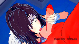 Kurenai Tempts Naruto with Sensual Blowjob Hand Job Action in 3D Hentai