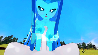 Glaceon Tempts Cinderace with Seductive Caresses Leading to Fiery creampie Encounter