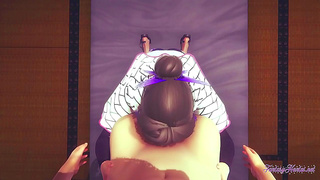 Shinobu Takes Every Inch in Hot 3D Blowjob Creampie Scene