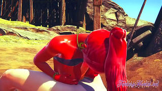 Gerudo Seduces Brave Hero in Steamy Desert Encounter – Wild 3D Zelda Fantasy