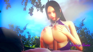 Boa Hancocks Busty Temptation Leads to Steamy 3D Garden Creampie Fantasy