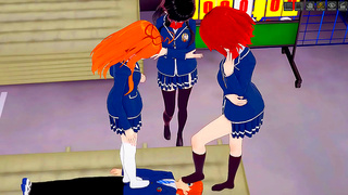 Sultry Anime Girls Dominate Shy Guys with Teasing Licks Foot Play