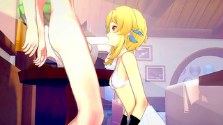 Lumine Teases Razor with Sensual Blowjobs Leading to Steamy Action in Teyvat