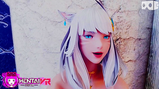 White-Haired Catgirl Dominates in Immersive HD Hentai VR Fantasy