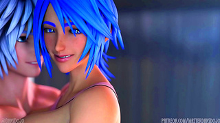 Aqua Teases Riku with Smooth 3D Thigh Action in Hot Fantasy Moment