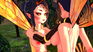 Queen Bee Receives Busty Shemales Seed in Spicy Halloween Fantasy