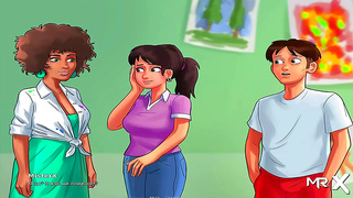 Steaming Beach Romance: Cartoon Couples Hot Summer Tryst Unfolds